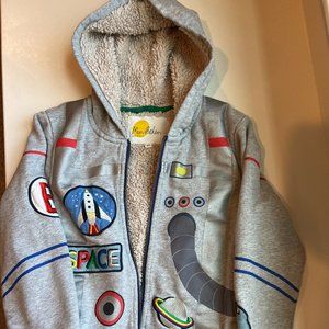 Mini Boden Boys 8-9y Full-Zip Hoodie (Astronaut, borg-lined)
